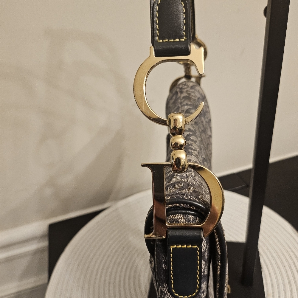 Vintage Dior Saddle Bag John Galliano Era Oblique Canvas - Picture 5 of 16